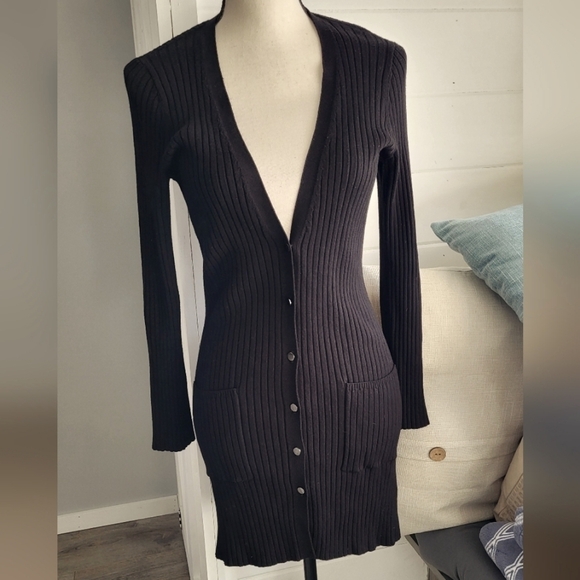 St John Ribbed Longline Button Cardigan Size P - Picture 1 of 12